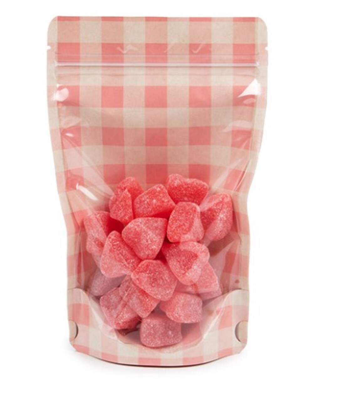 Kraft Stand Up Zipper Pouch w/ Pastel Pink Plaid 5 1/8" x 3 1/8" x 8 1/8" 25 Pack ZBGSW3PP